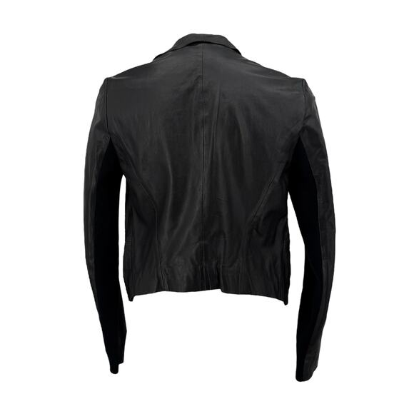 Trouve Lightweight Leather Moto Jacket Womens Small Black Open Front Drape Chic - Picture 3 of 10